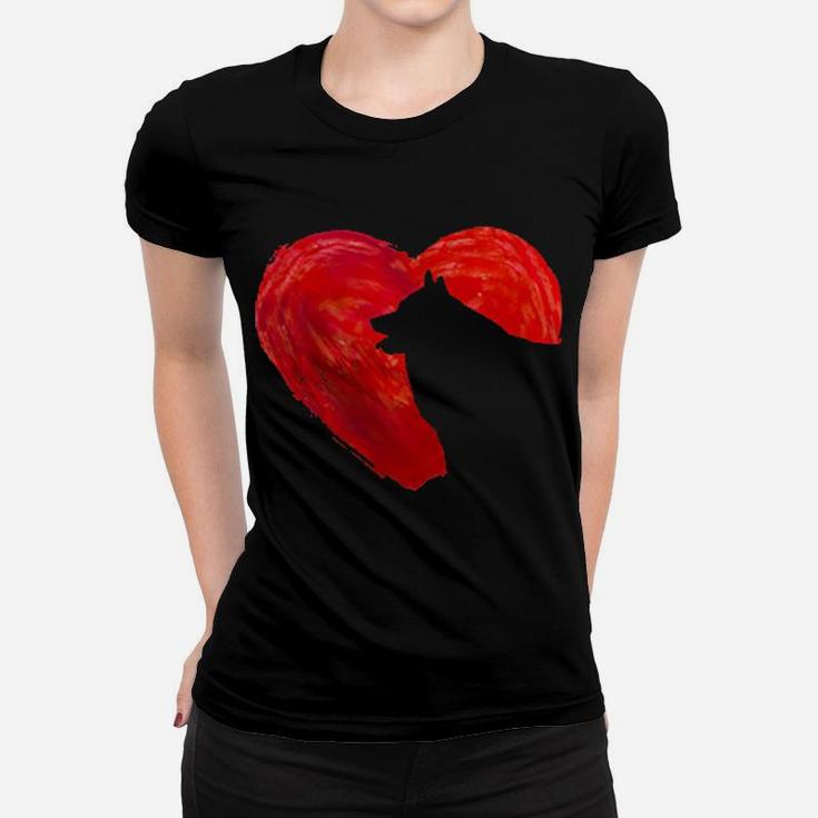 In My Heart Valentine's Day Silhouette Schipperke Women T-shirt