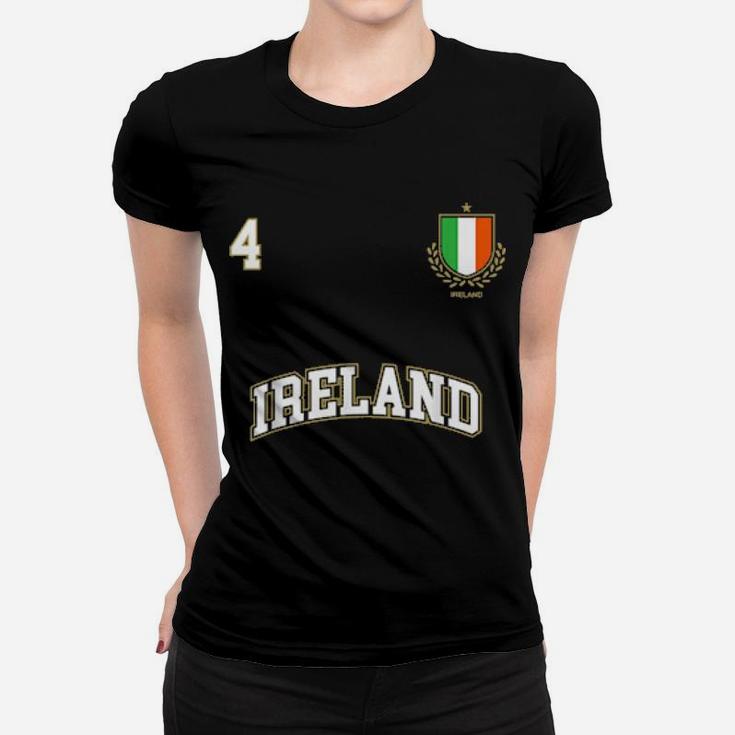Ireland Team Sports Number 4 Soccer Irish Flag Shirt Women T-shirt