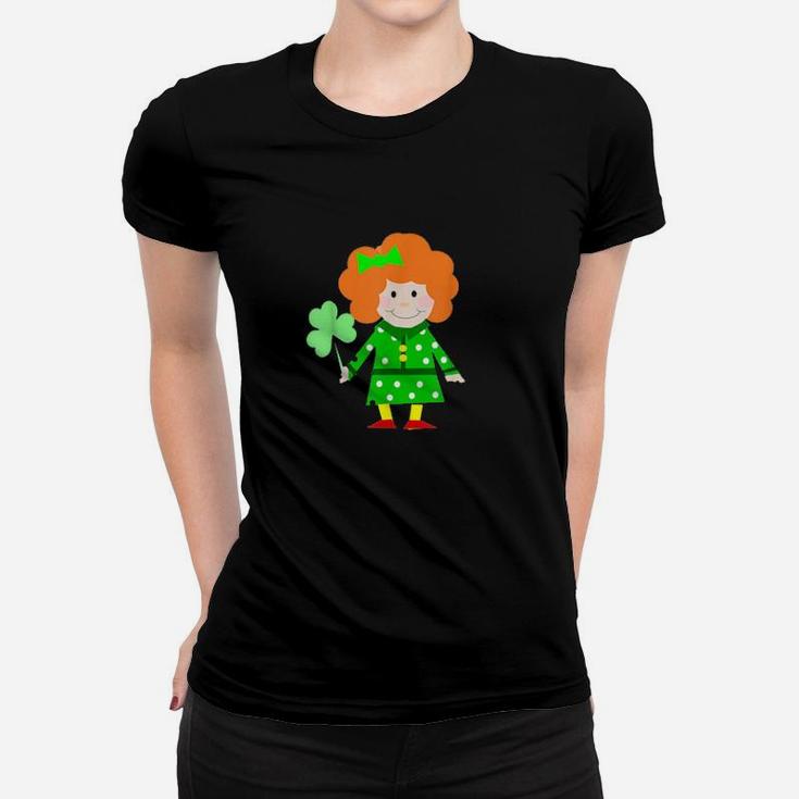 Irish Girl Holding A Shamrock For St Patricks Day Women T-shirt