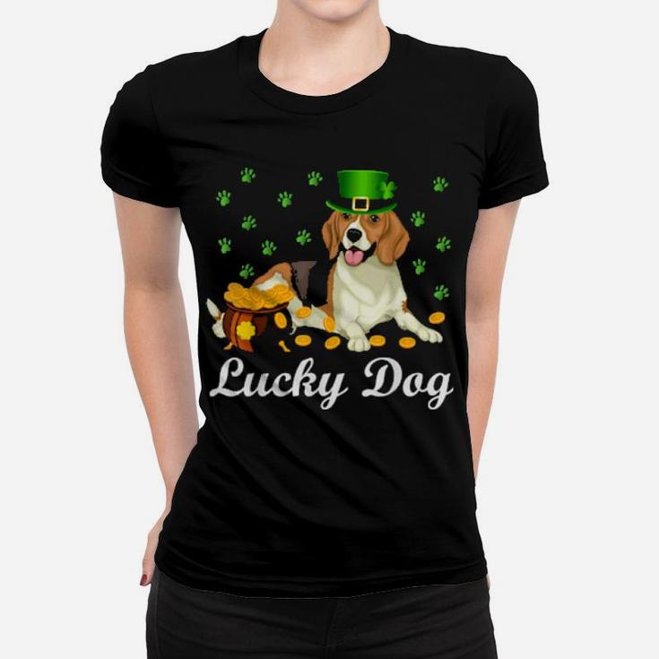 Irish Leprechaun Hat Lucky Beagle Dog St Patricks Day Women T-shirt
