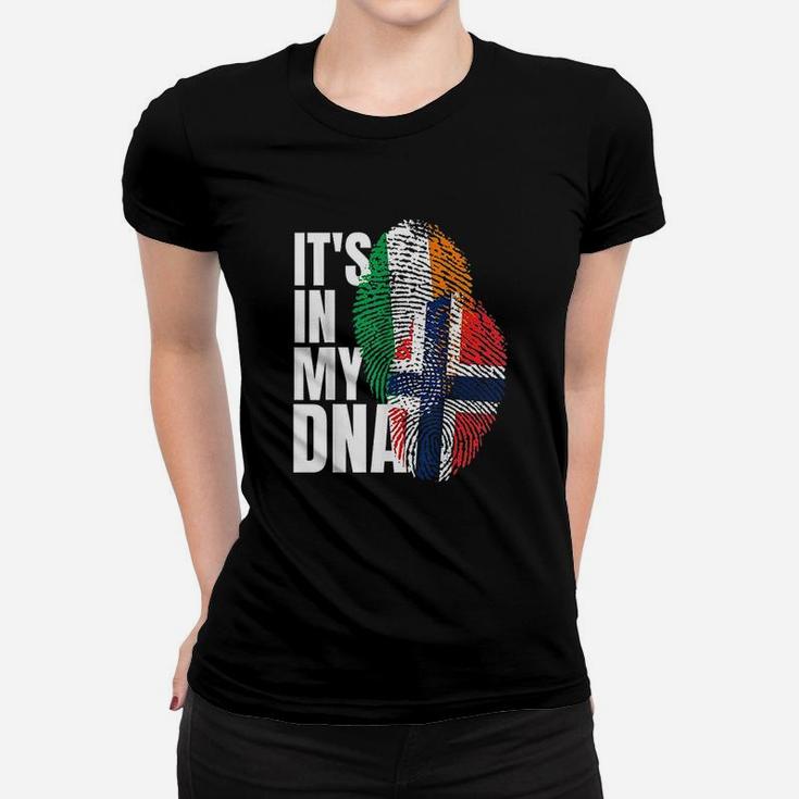 Irish Plus Norwegian Mix Dna Heritage Flag Women T-shirt Irish Plus Norwegian Mix Dna Heritage Flag Women T-shirt