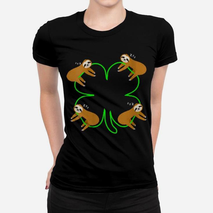 Irish Shamrock Leprechaun Sloth St Patricks Day Women T-shirt