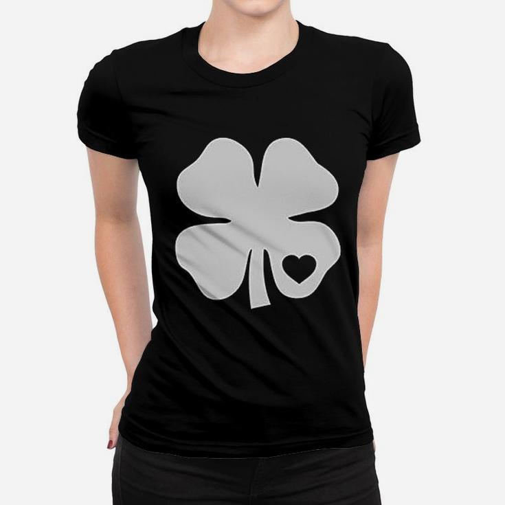 Irish Shamrock White Clover Heart St Patrick's Day Women T-shirt