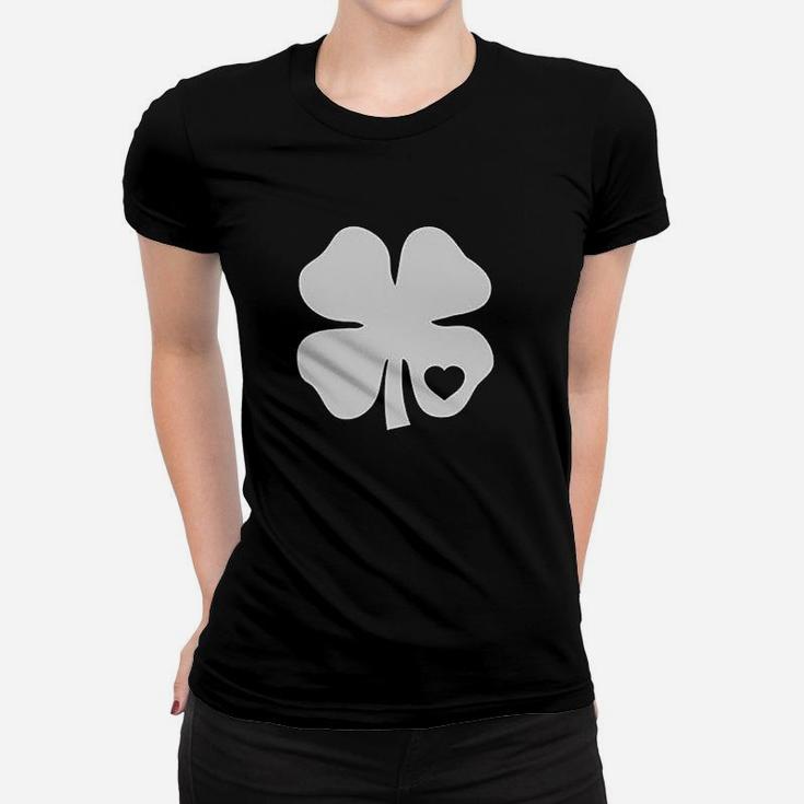 Irish Shamrock White Clover Heart St Patricks Day Women Women T-shirt