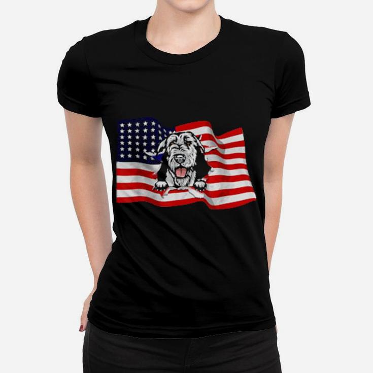 Irish Wolfhound American Flag Usa Patriot Dog Women T-shirt