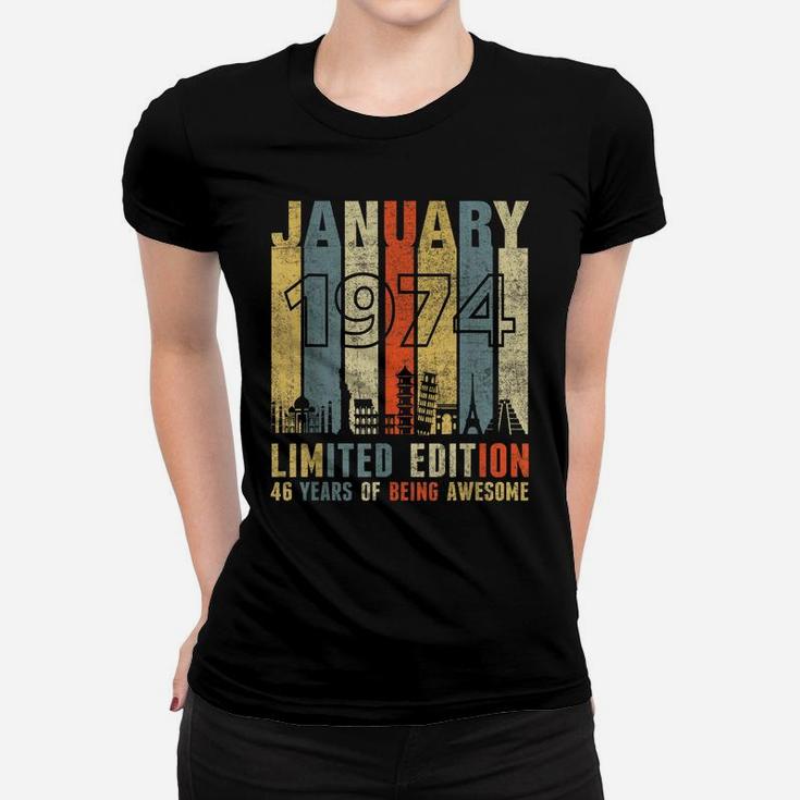 January 1974 Vintage Funny 46Th Birthday Gift Women T-shirt