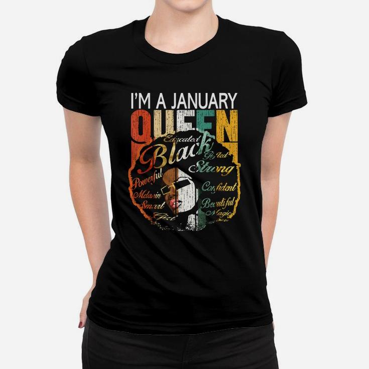 January Birthday Shirts Gift For Women - Black African Queen Women T-shirt