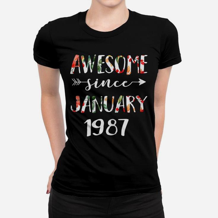 January Girls 1987 Birthday Gift 34 Years Awesome Since 1987 Women T-shirt