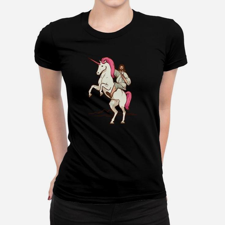 Jesus On Unicorn Jesus Christ Riding A Unicorn Women T-shirt