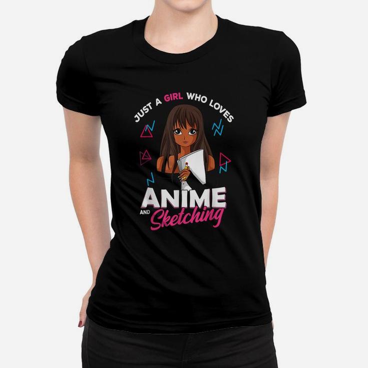 Just A Girl Who Loves Anime And Sketching Anime Lover Gift Women T-shirt