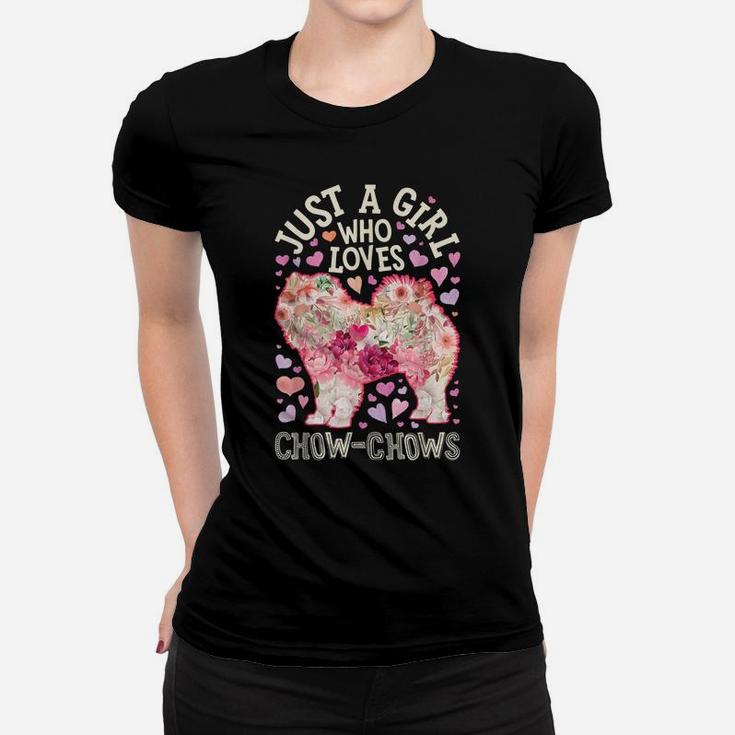 Just A Girl Who Loves Chow Chows Bloodhound Dog Lover Flower Women T-shirt