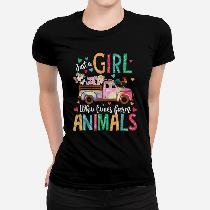 Just A Girl Who Loves Farm Animals Flower Floral Girl Farmer Women T-shirt