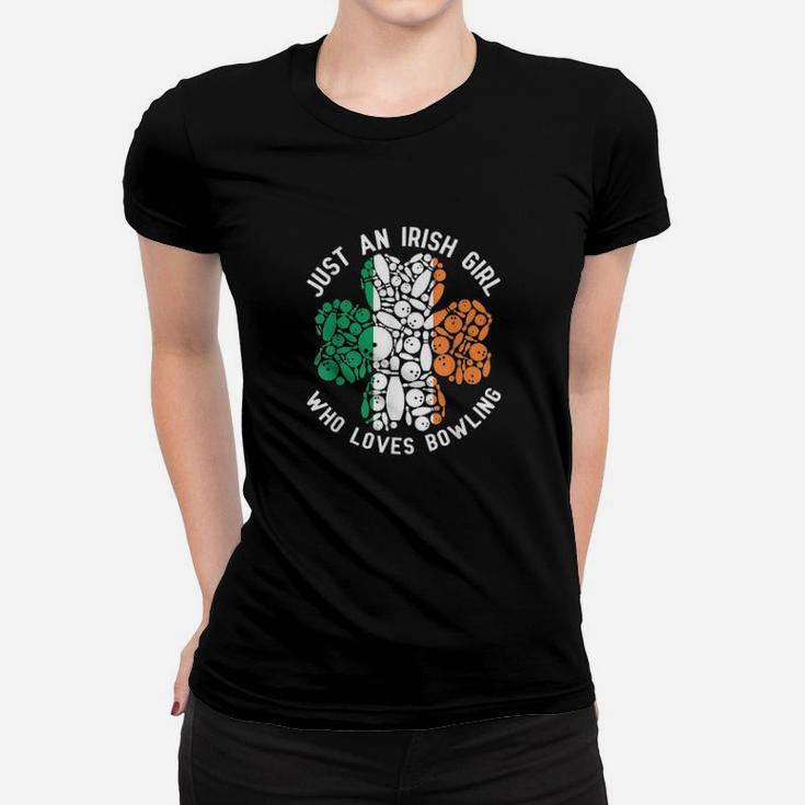 Just An Irish Girl Loves Bowling Shamrock St Patrick Women T-shirt
