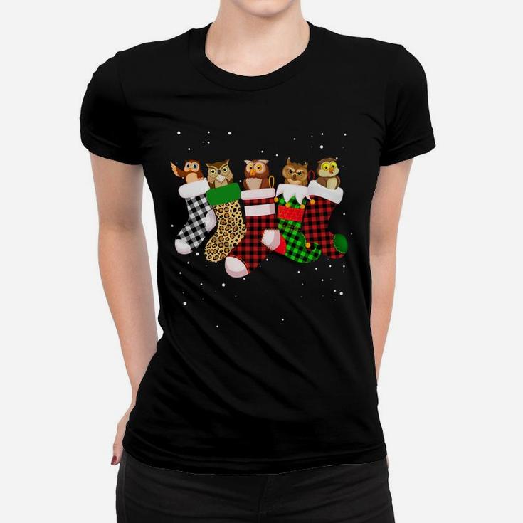 Ki Funny Owl Christmas Socks Costume Merry Xmas Gifts Women T-shirt