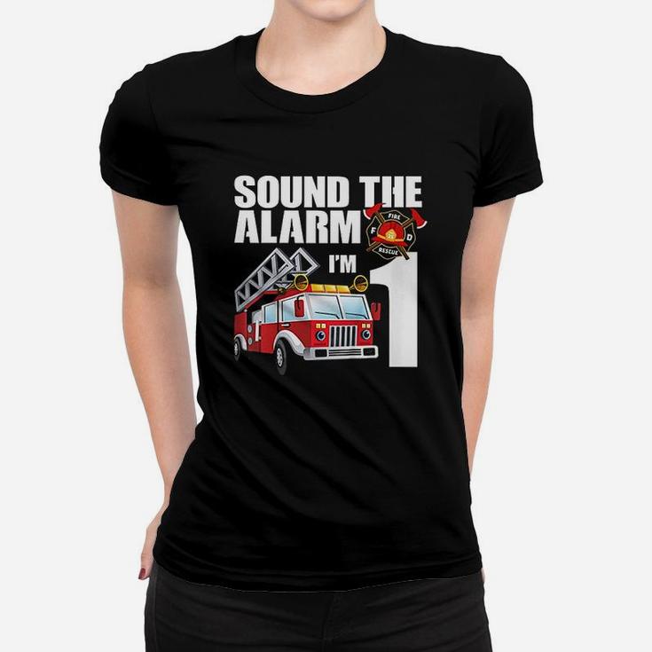 Kids 1 Year Old Firefighter Birthday Fire Truck Engine 1St Gift Women T-shirt