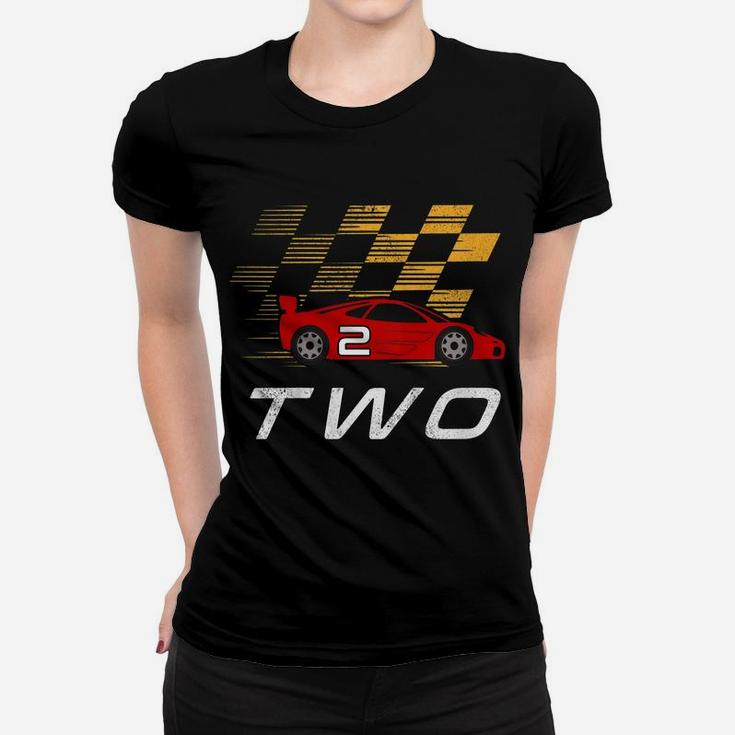 Kids 2Nd Birthday Race Car Shirt Gift I Funny Two Year Old Boys Women T-shirt