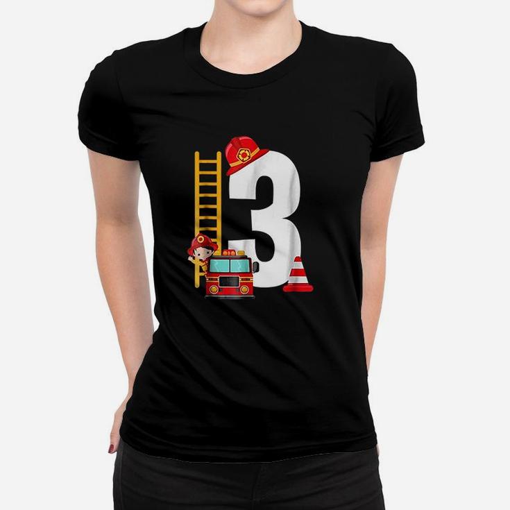 Kids 3Rd Birthday Party Fire Truck Women T-shirt