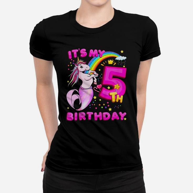 Kids 5Th Birthday Unicorn Mermicorn Daughter Mermaid Gift Women T-shirt