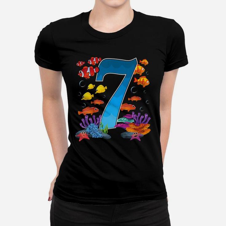 Kids 7 Year Old Under The Sea Birthday Ocean Fish Theme 7Th Gift Women T-shirt