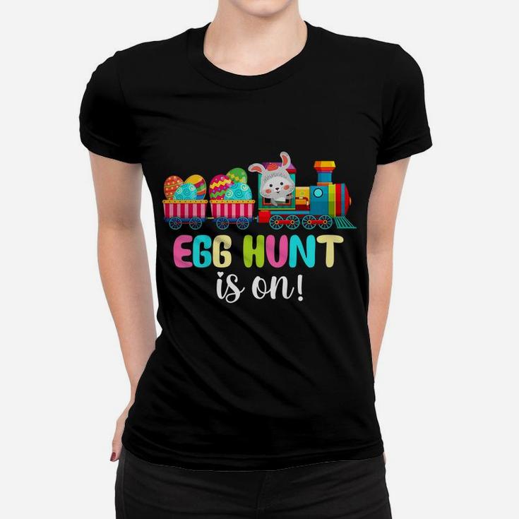 Kids Boys Easter Day Egg Hunt Is On Bunny Ear Train Apparel Women T-shirt