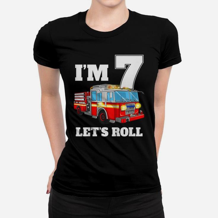 Kids Fire Truck 7Th Birthday T Shirt Boy Firefighter 7 Year Old Women T-shirt