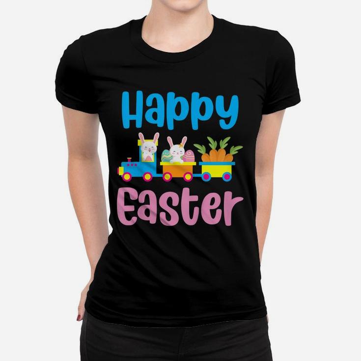 Kids Happy Easter Bunny Rabbit Egg Hunting Train Lover Women T-shirt