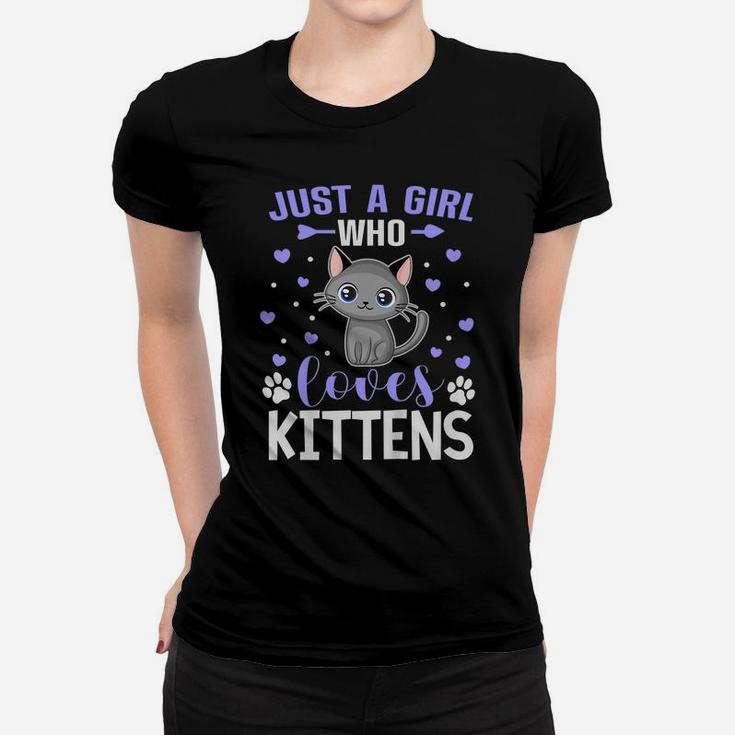 Kids Just A Girl Who Loves Kittens Funny Cat Lover Toddler Child Women T-shirt
