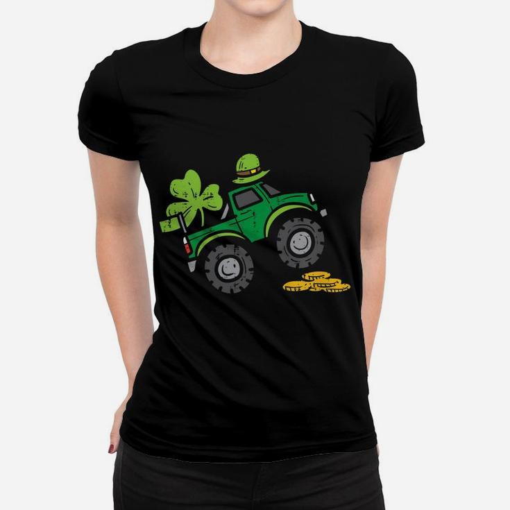 Kids Leprechaun Monster Truck Shamrock St Patrick Day Boys Gift Women T-shirt