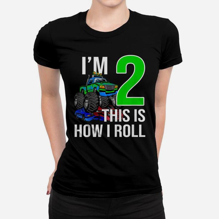 Kids Monster Truck 2Nd Birthday 2 Year Old Birthday Gift Women T-shirt