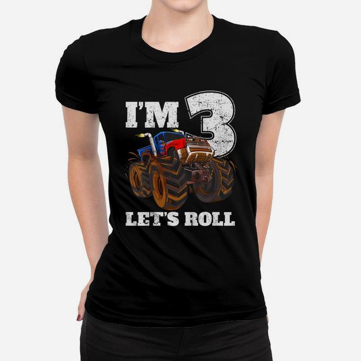 Kids Monster Truck 3Rd Birthday T Shirt Boy 3 Year Old Gift Tee Women T-shirt