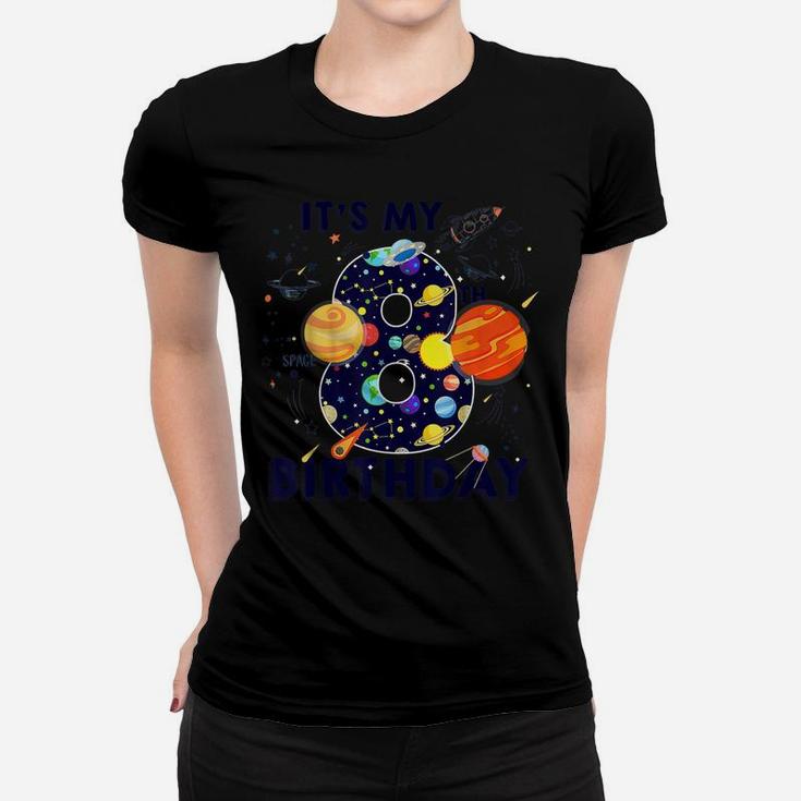 Kids Outer Space 8 Year Old 8Th Birthday Party Boys Girls Women T-shirt