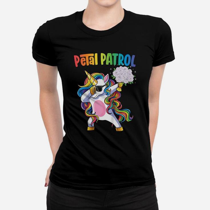 Kids Petal Patrol Shirt Flower Girl Wedding Dabbing Unicorn Women T-shirt