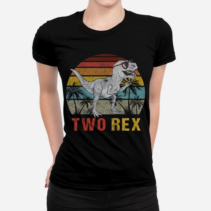 Kids Two Rex 2Nd Birthday Shirt Second Dinosaur 2 Year Old Women T-shirt