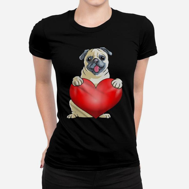 Kids Valentines Day Pug Women T-shirt