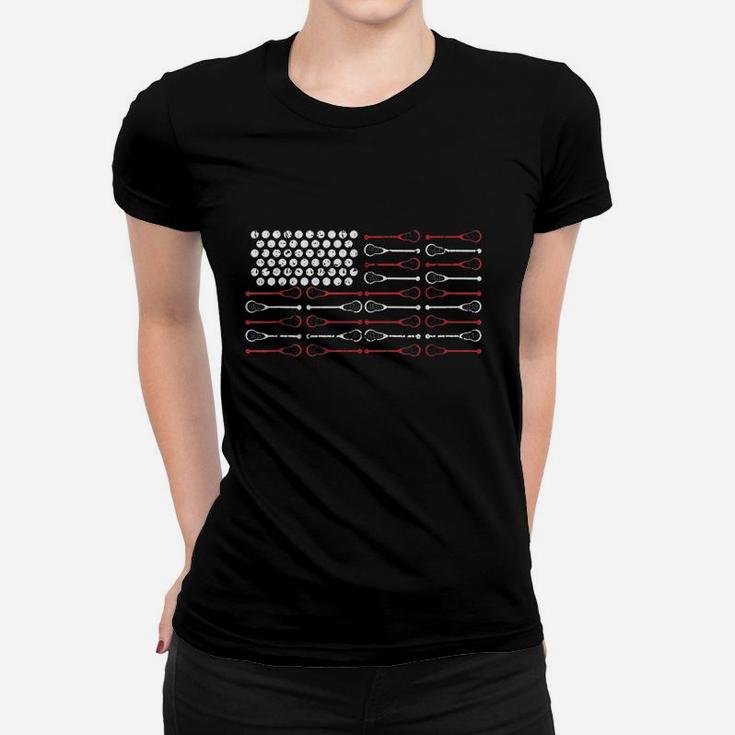 Lacrosse American Flag Lax Mom Design Women T-shirt