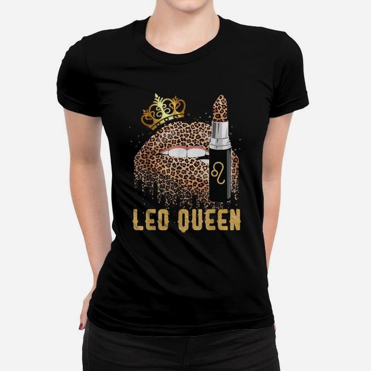 Leo Queen Leopard Lips Shirt Leo Women T-shirt
