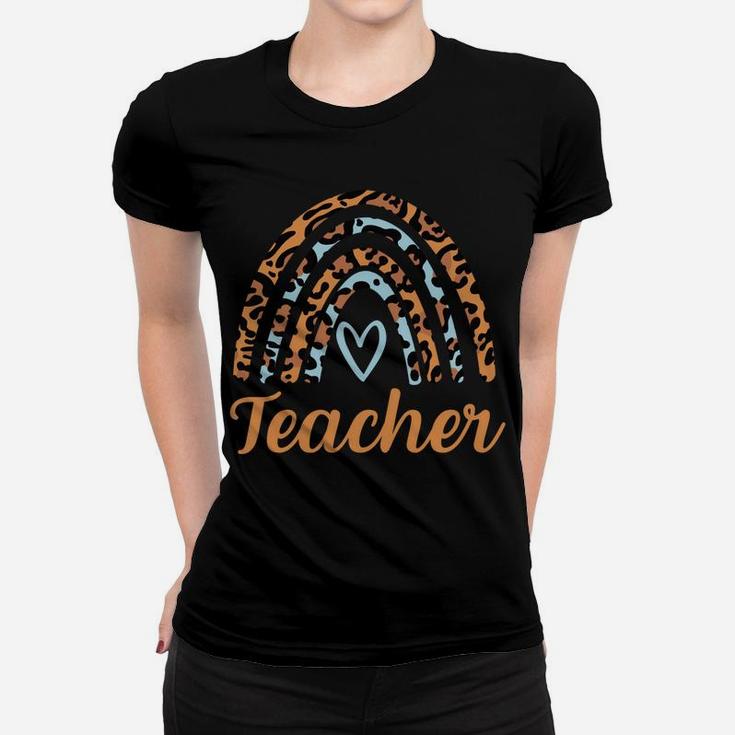 Leopard Boho Rainbow Teacher Love Women Sweatshirt Women T-shirt