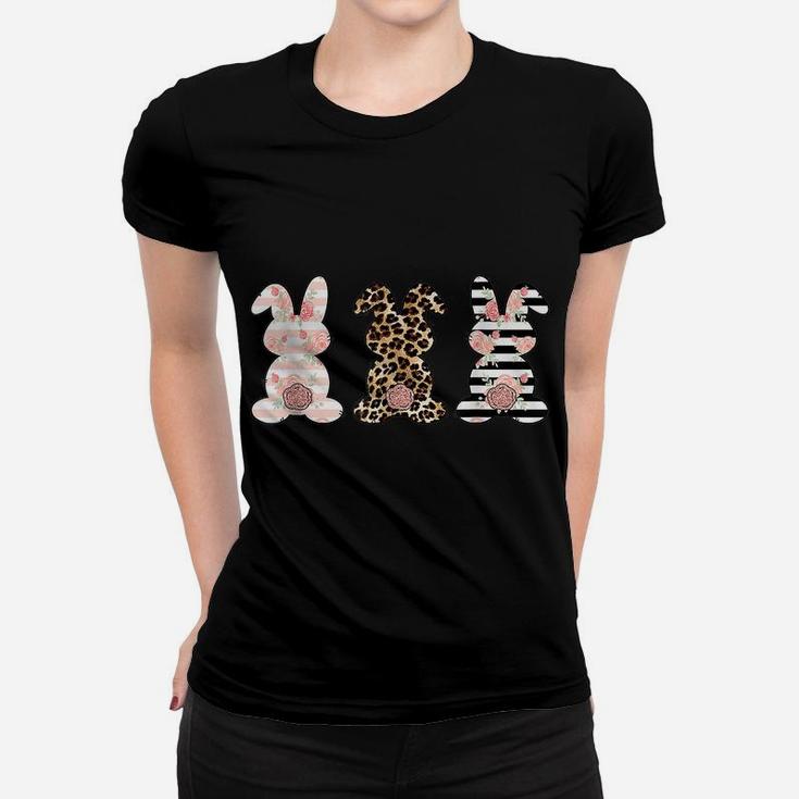 Leopard Easter Bunny Rabbit Trio Cute Easter Women T-shirt