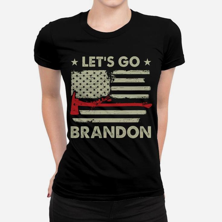 Let's Go Brandon Firefighter Thin Red Line Us Flag Women T-shirt