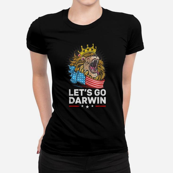 Let’S Go Darwin Funny Vintage Us Flag Lion Lets Go Darwin Women T-shirt