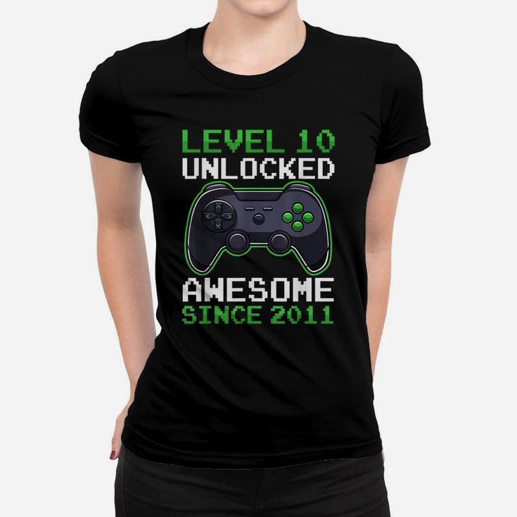 Level 10 Unlocked 10 Years Old Video Gamer Birthday Gift Women T-shirt