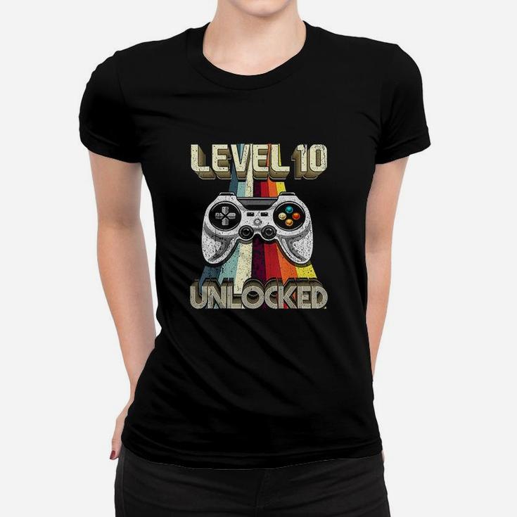 Level 10 Unlocked Retro Video Game 10Th Birthday Gamer Gift Women T-shirt