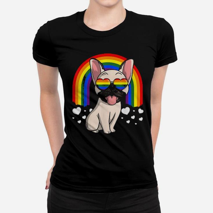 Lgbt French Bulldog Dog Gay Pride Rainbow Frenchie Women T-shirt
