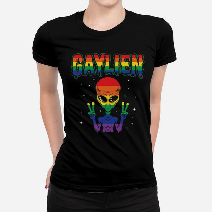 Lgbt Funny Gay Alien Gaylien Rainbow Pride Gift Women T-shirt