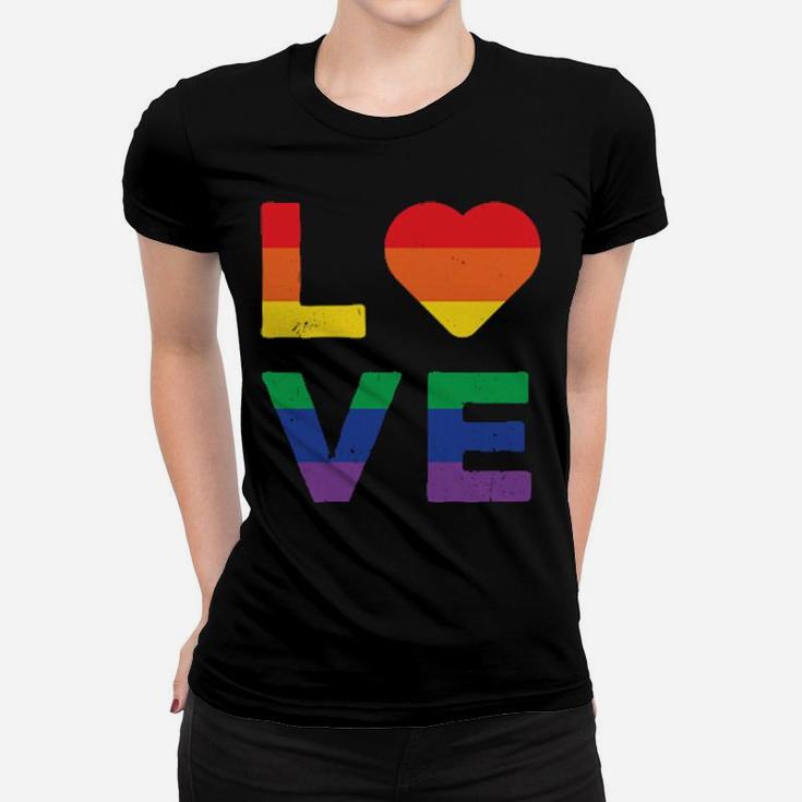 Lgbt Love Rainbow Heart Gay Lesbian Equality Gift Women T-shirt