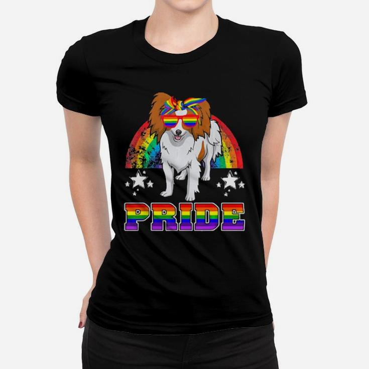 Lgbt Papillon Dog Gay Pride Rainbow Women T-shirt