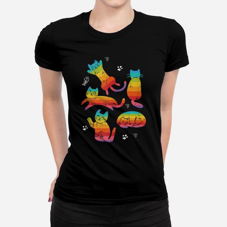 Lgbt-Q Cat Kawaii Gay Pride Rainbow Cool Animal Ally Gifts Women T-shirt