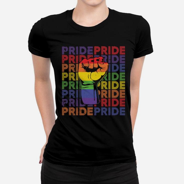 Lgbt Rainbow Fist Pride Lesbian Gay Support Present Women T-shirt