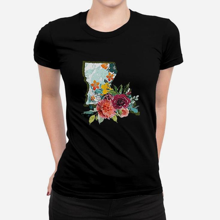 Louisiana Watercolor Flower Cute Women T-shirt