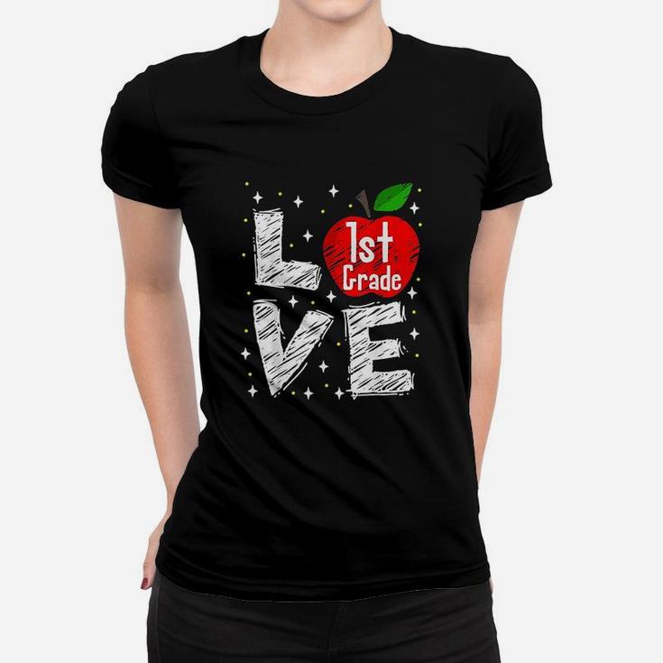 Love 1St Grade Apple Funny Back To School Teacher Gift Women T-shirt